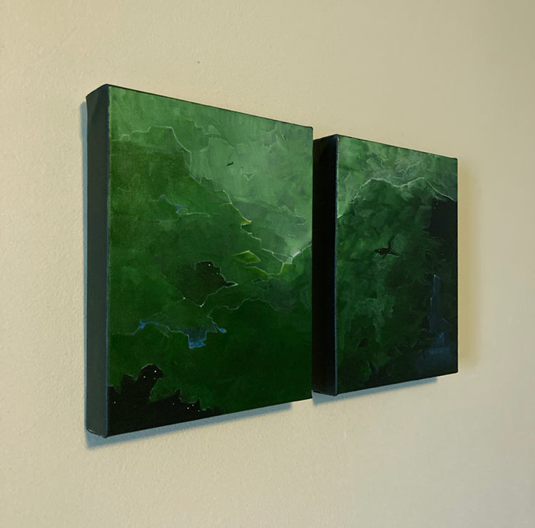 Verdant Dawn - ORIGINAL DIPTYCH PAINTING